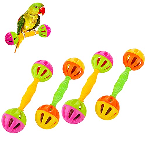 DQITJ 4 Stück Vogel Barbell Hantel Fuß Spielzeug für kleine Vögel Papageien grüne Wangen Sittiche Nymphensittiche Sittiche Sittiche Sittiche Sittiche Sitti von DQITJ