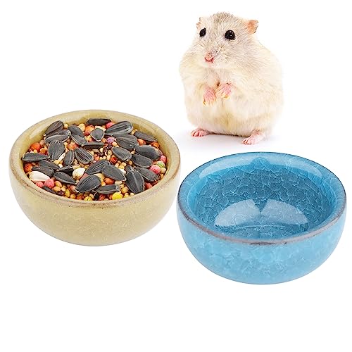 Hamster-Futternapf, Igel, Eisriss-Design, Keramikschale, Ratten, Rennmäuse, Kleintierfutter und Wassernapf, 2 Stück (Farben können variieren) von DQITJ