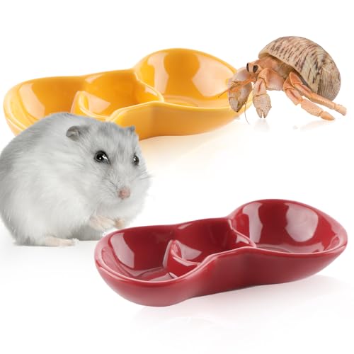 Keramik-Futternapf für Hamster, Igel, Zuckergleiter, Einsiedlerkrebse, Rot und Orange, 2 Stück von DQITJ