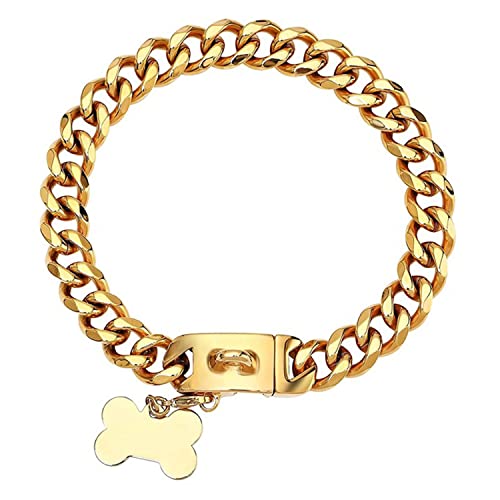 DQZRTUECA Großes Hundehalsband, kubanische Hundekette mit Sicherheitsschloss und Anhänger, 15 mm breit, robust, kausicher, for mittelgroße und große Hunde(10inch) von DQZRTUECA