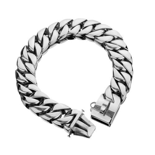 DQZRTUECA Großes Hundekettenhalsband, kubanische Hundekette mit Sicherheitsverschluss, 32 mm Breite, stark, robust, kausicher, for mittelgroße und große Hunde, amerikanischer Pitbull, deutscher Schäfe von DQZRTUECA