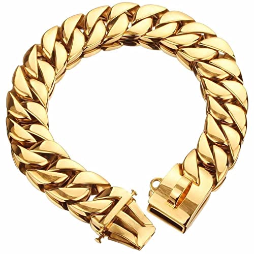 DQZRTUECA Großes Hundekettenhalsband, kubanische Hundekette mit Sicherheitsverschluss, 32 mm Breite, stark, robust, kausicher, for mittelgroße und große Hunde, amerikanischer Pitbull, deutscher Schäfe von DQZRTUECA