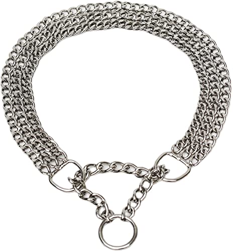 DQZRTUECA Hundehalsband, Martingale-Halsband, nahtloses Druckguss-Dreireihiges Hundehalsband aus Edelstahl mit Kette for große, mittelgroße Hunde, for Training und Spazierengehen(2.5mm*55cm/22") von DQZRTUECA