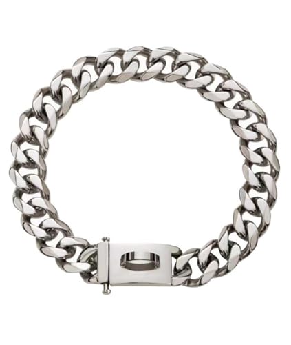 DQZRTUECA Hundekettenhalsband Gold Hundehalsband, 19 mm kubanisches Gliederhalsband, 316L Martingale-Edelstahl, kausicheres, Robustes Pitbull-Halsband(Silver,12inch) von DQZRTUECA