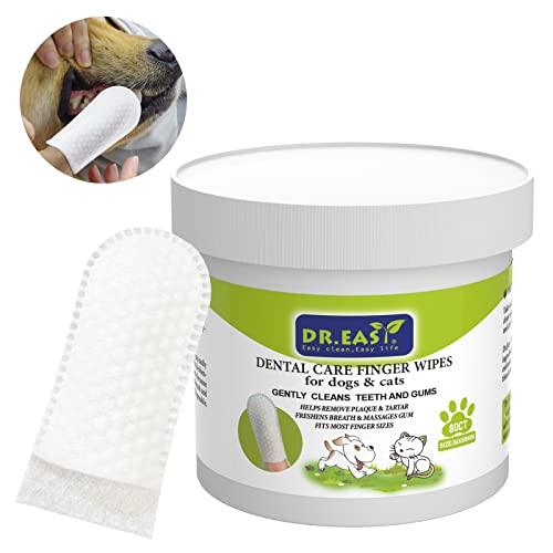 DR. EASY Zahnpflege Finger-Pads 80ct für Hund und Katze, helfen, Plaque und Zahnstein wegzuwischen, Keine zusätzlichen aggressiven Chemikalien Keine Bürstenformel von DR. EASY