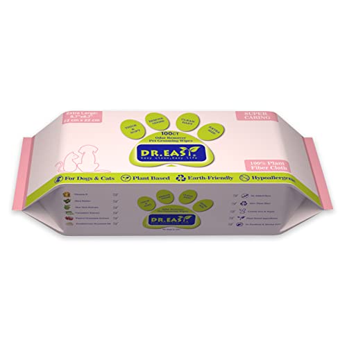 DR.EASY Feuchttücher 100ct für Hunde und Katzen, reinigt Ohren, Gesicht, Po, Körper und Augenpartie - Praktisch, ideal für zu Hause oder unterwegs von DR. EASY