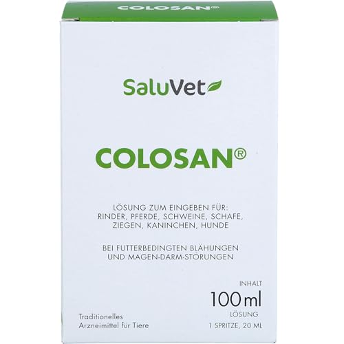 SaluVet ColoSan | 100 ml | Zugelassenes Arzneimittel für Pferde, Rinder, Schweine, Schafe, Ziegen, Kaninchen und Hunde | Bei futterbedingten Blähungen und Magen-Darm-Störungen von DR. SCHAETTE GmbH