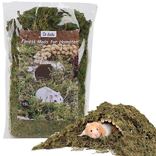 DR.DUDU 15 l Waldmoos für Hamsterbettwäsche, Nisten, syrische Rennmäuse, Hamsterkäfige, Zubehör, perfekt für Kleintiere, Terrariummoos von DR.DUDU