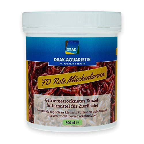 DRAK-Aquaristik - Einzelfuttermittel für Zierfische - FD Rote Mückenlarven in der 500 ml Dose - Gefriergetrocknetes Qualitäts-Fischfutter von DRAK-Aquaristik