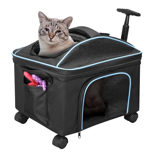 DREAMANIA Tragetasche für Katzen und Hunde mit verbessertem Rad, zusammenklappbar, von Fluggesellschaften zugelassen, für kleine Hunde, Katzen, weiche Tier-Reisetasche für Flug, Outdoor, Camping, von DREAMANIA