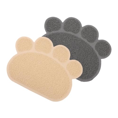 2 Stück Katzenstreu Matte Haustier Katzennapf Tischset Waschbar Hunde Katzen Matte Hundegeschirr Matten Pfotenförmige Streu Matte Kleine Streu Matte Katzenstreu Teppich DRESSOOS von DRESSOOS