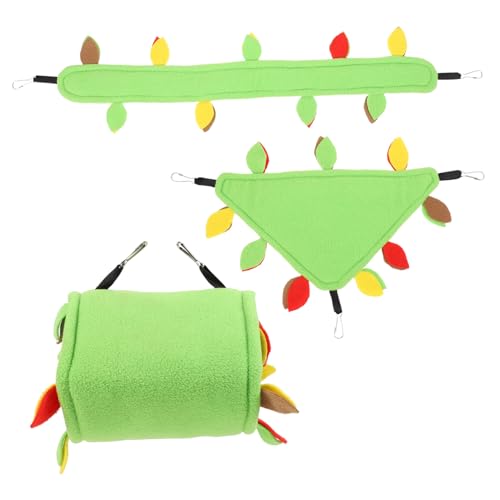 DRESSOOS 1 Satz Hamster- Hängematte Kleintierhängematte Für Vögel Papageiennest Hamsterleiter Mit Haube Meerschweinchen Bett Hamsterspielzeug Polarfleece Green von DRESSOOS