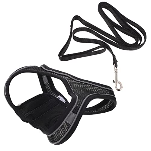 DRESSOOS 1 Satz Haustierleine Hundegeschirre sicheres Katzengeschirr Käfig Frettchen Glocke cat Leash cat Harnesses laufweste Brustgurt für Haustiere Zugseil und Westenset Mesh-Gewebe Black von DRESSOOS