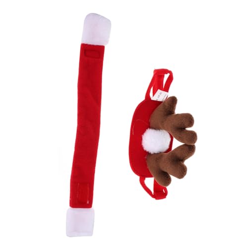 DRESSOOS 1 Satz Haustierzubehör große Kostüme für Hunde Haustier Rentiergeweih Weihnachtskostüm Weihnachten hundehalsband Dog Christmas Costume weihnachtsdeko Haustier Schal Haarspange rot von DRESSOOS