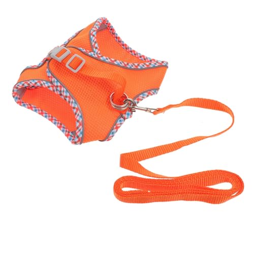 DRESSOOS 1 Satz Hundegeschirr-Set Haustiergurt Hundewestengeschirr Haustier Geschirr Hunde-Geschirr Set Hundegeschirr und Leine Verschleißfeste Hundeweste Hundewelpenweste Polyester Orange von DRESSOOS