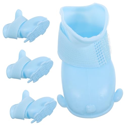 DRESSOOS 1 Satz Regenstiefel Für Haustiere Hundestiefel Katzenstiefel Wanderschuhe Für Hunde Hundeschuhe Für Schnee Hundepfotenschutz Hundeschuhe Laufen Sockenschuhe Für Hunde TPE Sky-Blue von DRESSOOS