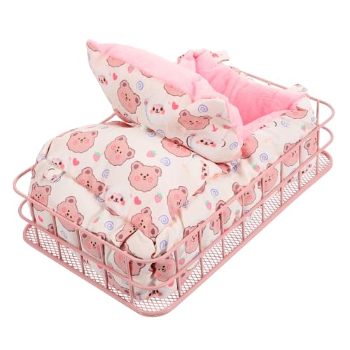 DRESSOOS 1 Satz stabile Hamsterplattform Meerschweinchen-Hängematte mit Ständer Vlies Schließfach Heu nager käfig haustierbett lustiges Chinchilla- Chinchilla-Accessoire Eisen Rosa von DRESSOOS