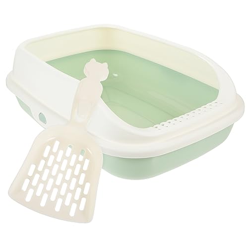 DRESSOOS 1 Set-Box Katzentoilette Behälter Kätzchen Katzenbedarf Katzenstreumatten Kiste Katzenspielzeug Post Eliminator Katzenstreu Pad Verklumpung Freigeben Kratzer Plastik Light Green von DRESSOOS