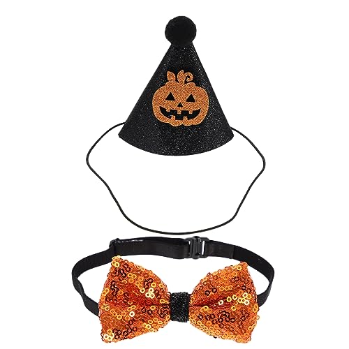 DRESSOOS 1 Set Halloween Mütze Welpenmütze Kleine Hundehalsbänder Hüte Mütze Für Hunde Dekorative Hundedekoration Welpenfliege Welpenhalsband Halloween Haustierzubehör Halloween von DRESSOOS