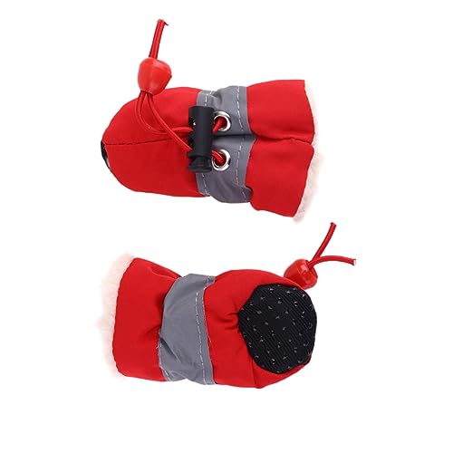 DRESSOOS 1 Set Haustier Anti Rutsch Schuhe Für Hunde Regenstiefel Mit Dickem üsch rutschfeste Pfotenschutz Sohle Hundestiefel Rot Größe 1 Ideal Für Nasse Und Kalte Tage von DRESSOOS