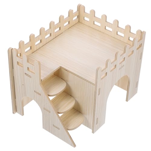 DRESSOOS 1 Set Meerschweinchen Versteckhaus Mit Leiter Aus Natürlichem Holz Ideales Hamsterhaus Und Käfigzubehör Für Kleintiere Gemütlicher Rückzugsort Und Spielplatz Für Meerschweinchen von DRESSOOS