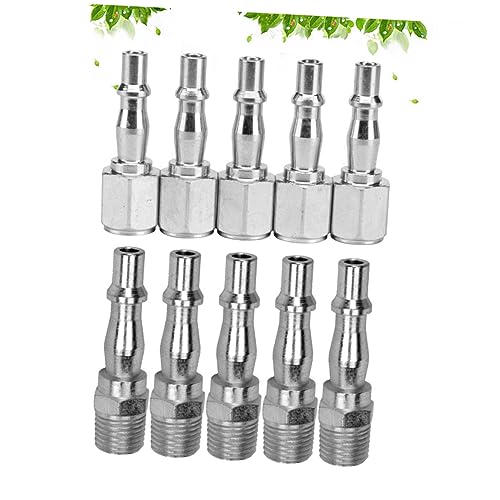 DRESSOOS 10 Stück/Set 1/4 Bsp Mini Schraube Pneumatikschlauch Push Männlich Weiblich Schnellkupplungsanschlüsse Für Luftschlauch Kompressor Britischer Stil Silber von DRESSOOS