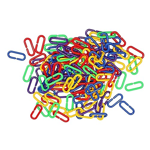 DRESSOOS 100st C-klemmhaken Bunte Kettenglieder Vögel Spielzeugteile Zubehör Für Sittichkäfige Zubehör Für Wellensittichkäfige Vogelkette Spielzeugzubehör Vogelspielzeug Kettenclips Plastik von DRESSOOS