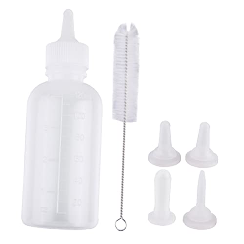 DRESSOOS 120ml Haustier Nuckelflaschen Set Milchfütterungsflasche Für Katzen Und Hunde Futterspender Mit Reinigungsbürste Pflegebedarf Für Haustiere von DRESSOOS