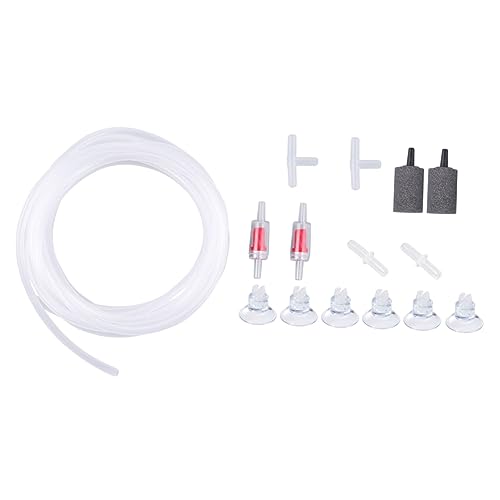 DRESSOOS 15 Teiliges Aquarium Zubehör Set Mit Luftpumpen Schlauch T Stück Verteiler Luftstein Stopper Und Saugnäpfen Ideal Für Aquarien Und Teiche von DRESSOOS