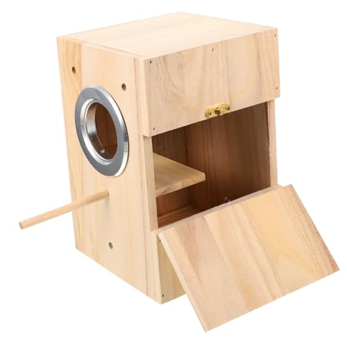 DRESSOOS 1Stk Vogelzuchtbox handgefertigtes Vogelhaus Vogelnest Sittich Nest Vogel? ? ?? Nistkästen Vogelkäfig nistkasten für gartenvögel Vogelbrüterei Vogelhalter aus Holz hölzern Beige von DRESSOOS