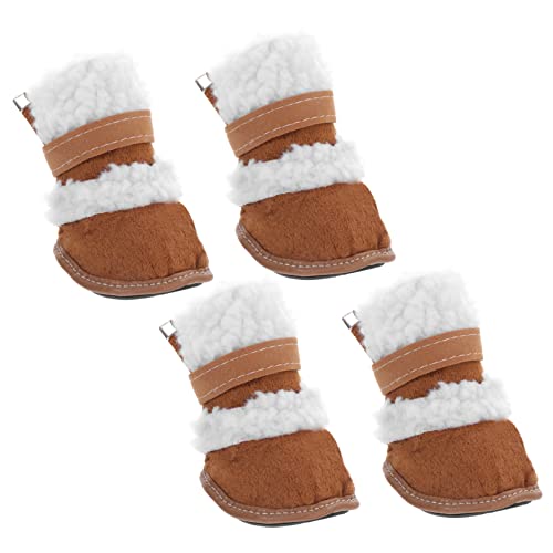 DRESSOOS 2 Paar Schneestiefel Für Haustiere Haustierschuhe Haustier Kurze Stiefel Hundestiefel Wasserdicht Buntbarschfelsen Komfortkleidung Für Haustiere Hundeschuhe Winter Sherpa von DRESSOOS