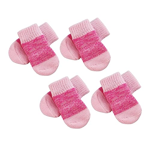 DRESSOOS 2 Sätze Haustier Socken Hundepfotenschutz Elastische Hundesocken Bequeme Hundesocken rutschfeste Hundesocke Socken Für Den Winter Laufsocken Für Welpen Sockenschuhe Polyester Rosa von DRESSOOS