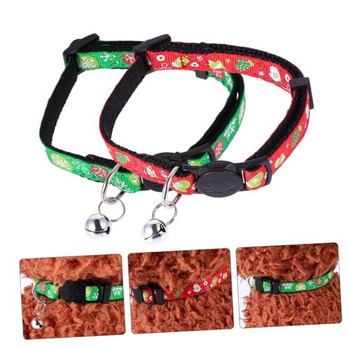 DRESSOOS 2 Stück Haustierhalsbänder Weihnachtliche Hundehalsbänder Mit Glöckchen Welpen Glockenhalsband Weihnachtsfest Hundehalsband Kollektion Weihnachtsfliegen Für Hunde von DRESSOOS