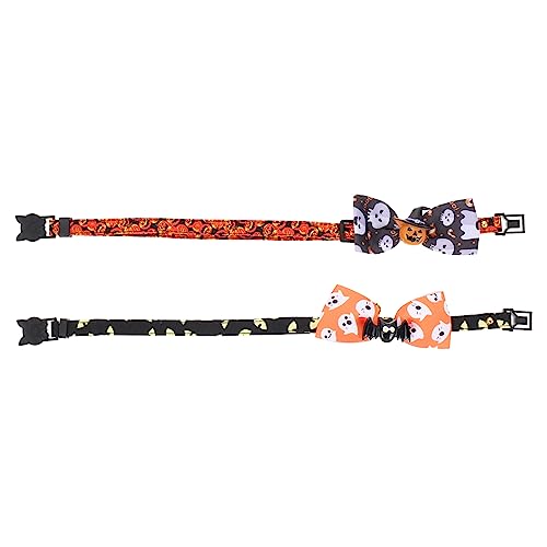 DRESSOOS 2St Haustierhalsband Katzenbandana Katzensicherheit Katze mit Glocke Haustier-Kätzchen-Krawatten Kitten Halsband katzenbedarf Halloween-Katzenhalsbänder Welpenhalsband Polyester von DRESSOOS