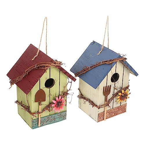 DRESSOOS 2St Vogelhaus vogelhäuser für Balkon Futterhäuschen für Fensterkolibris Kolibri- Vogelbett Haustiervogelnest Vogelnestdekoration für den Garten Tierkunstschmuck Holz von DRESSOOS