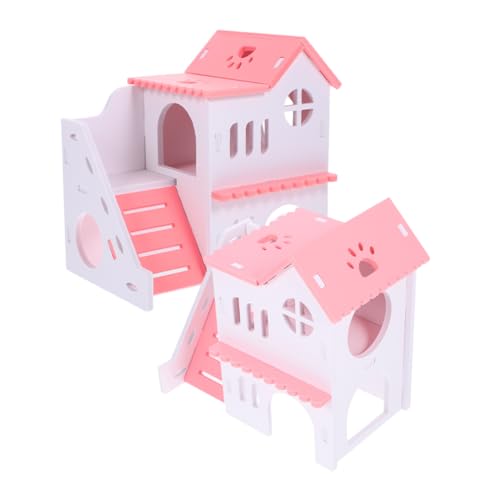 DRESSOOS 2st Hamster Doppel Villa Hamster Verstecken Meerschweinchen-Villa-Spielzeug Hamsterhäuser, Villenverstecke Dekoratives Rattenversteck Verschleißfestes Hamsterversteck PVC von DRESSOOS