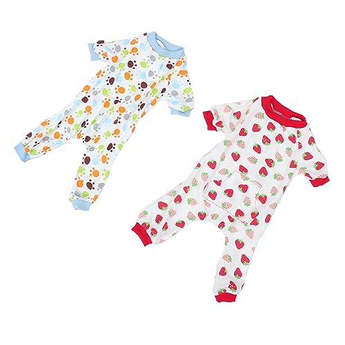 DRESSOOS 2St Haustier-Pyjama hundewinterbekleidung hundekostüm Nachthemd Kinderpyjamas Nachtkleidung für Haustiere Welpen-Bodys gemütlich Hündchen vierbeinige Kleidung Overalls Baumwolle von DRESSOOS