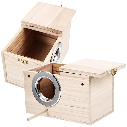 DRESSOOS 2st Vogelnest Pole Käfig Futterspender Kolibri Aufhänger Taube Vogelhaus Nester Verschachtelung Hängendes Nest Gartendekoration Geburtstagsgeschenk Vogelzubehör Hölzern von DRESSOOS