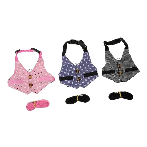 DRESSOOS 3 Sätze Hasenkleidung Bunny Suit hasenkostüme Haustierleine Kaninchenaccessoires Haustierkleidung Meerschweinchen Spielzeug Nest Geschirrleine für Kaninchen Hasenweste Baumwolle von DRESSOOS