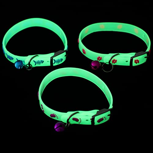 DRESSOOS 3st Fluoreszierendes Haustierhalsband Kleines Hundehalsband Kleine Hundehalsbänder Katzenhalsband Mit Glocke Beleuchtet Reisen Kieselgel Gebührenpflichtig Kleiner Hund von DRESSOOS