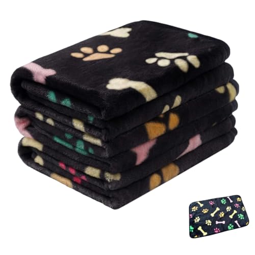 DRESSOOS 3St Haustierdecke kuscheldecke warm thermodecken catsbests dalour kuscheldecke Winterdecke für Haustiere Katzenhaus warme Hundedecke geschmeidige Flanell-Überwurfdecke Black von DRESSOOS