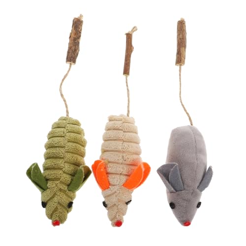 DRESSOOS 3St Katzenspielzeug interaktives knete chatot Plush Katzen-Teaser Katzenglocke Zauberstab Kauspielzeug für Katzen Katzenminze- für Haustiere Plüsch von DRESSOOS