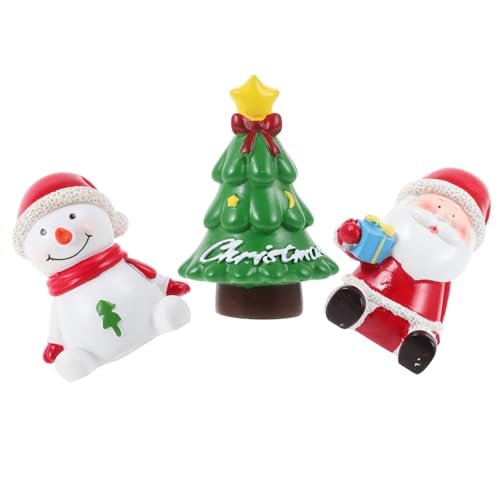 DRESSOOS Aquarium Deko 3er Set Weihnachtsfiguren Aus Harz Weihnachtsmann Weihnachtsbaum Und Schneemann Miniaturfiguren Für Die Weihnachtsdekoration Im Aquarium Und Mikro Landschaftsornament von DRESSOOS