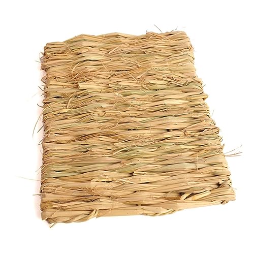 DRESSOOS 4 Stück Einstreu für Hamsterkäfige Chinchilla-Bettwäsche Hamster Grass Mat Hand Woven Straw Mat Spielzeug Kaninchenkäfig Nest für kleine Haustiere Netz Handbuch Heu Haustierbett von DRESSOOS