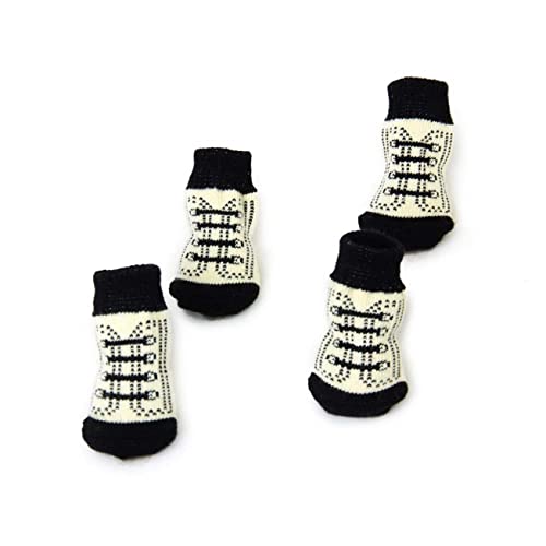 DRESSOOS 4 Stück Anti-Hunde-socken Hundestiefel Warme Hundesocken Hundepfotenschutz Hundegriff Strumpffüller Für Welpen Anti-Katzen-socken Anti-Haustier-socken Drinnen Baumwollsocken von DRESSOOS