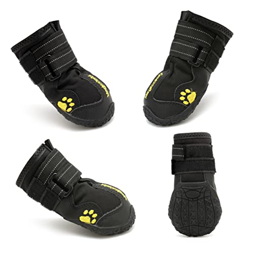 DRESSOOS 4 Stück Anti Rutsch Winter Hundeschuhe Für Kleine Hunde Warme Und Bequeme Schneestiefel Größe 2 Idealer Pfotenschutz Für Outdoor Aktivitäten Bei Schnee Farbe Schwarz von DRESSOOS