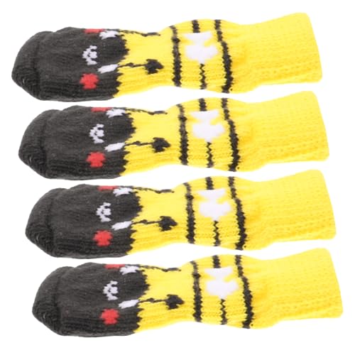 4 Stück Haustier Socken Schutz Kratzkatzenschuhe Nagelkappen Für Hundesocken Mit Riemen Fellpflege-katzenfußabdeckung Warme Hundehausschuhe Kleiner Hund Baumwolle Katzenkratzschuhe von DRESSOOS