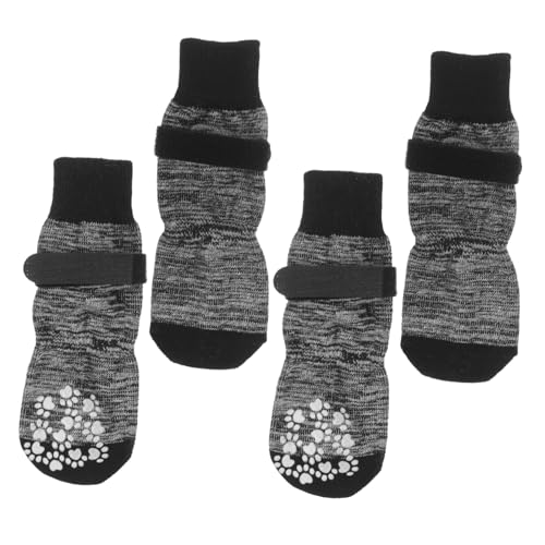 DRESSOOS 4 Stück Haustier Socken Welpenzubehör Tragbare Hundepfotenschützer Atmungsaktive Baumwollsocken Abriebfeste Baumwollsocken Auswechselbarer Hundepfotenschutz Reine Baumwolle Black von DRESSOOS