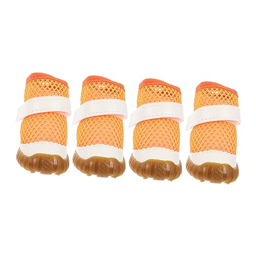 DRESSOOS 4 Stück Haustierschuhe Hundestiefel Mesh-Schuhe für Hunde Haustierstiefel Sommerschuhe für Hunde hundeschuhe pet Supplies dekorative Welpenschuhe Sommer Welpenschuhe PVC Orange von DRESSOOS