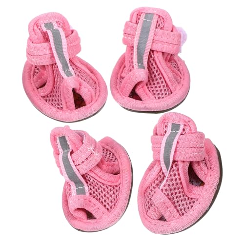 DRESSOOS 4er Set Atmungsaktive Hundeschuhe Aus Mesh Für Den Sommer rutschfeste Hundesandalen Pink Größe 3 Perfekte Pfotenschutz Für Haustiere von DRESSOOS